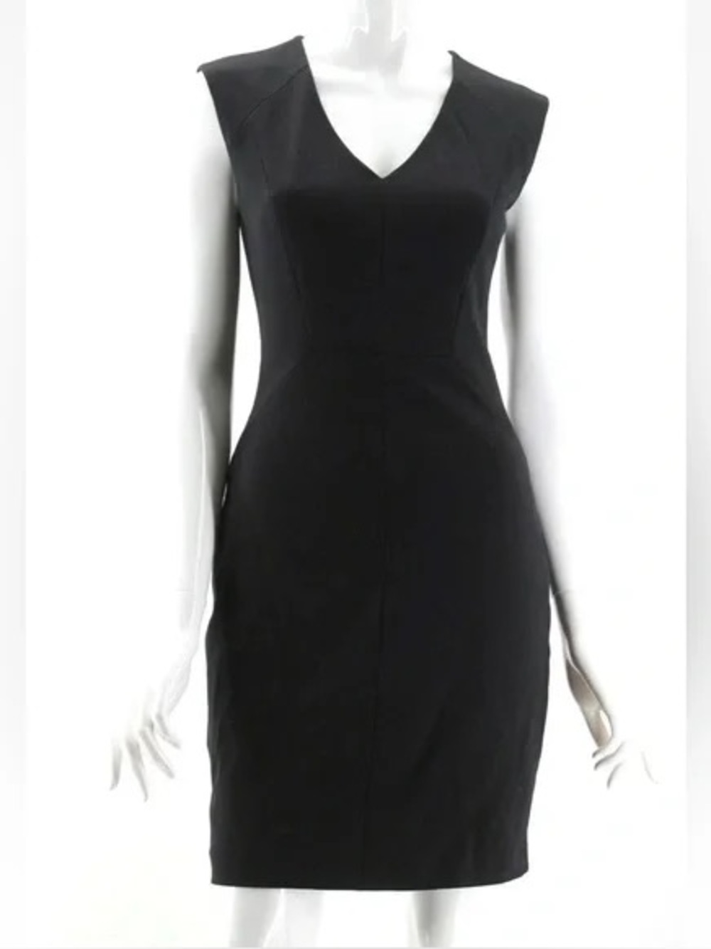 Rebecca Taylor Black V-Neck Midi Sheath Dress